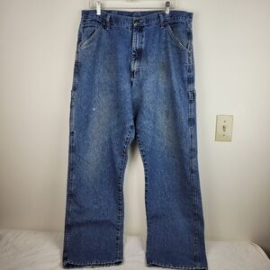 Wrangler Carpenter Men's Blue Jeans Painters Pant Cotton Baggy Work Wear 36 X 34